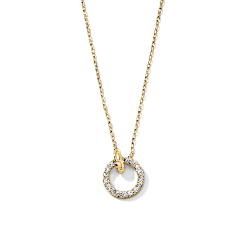 Main Image 1 of 1/4 CT. T.W. Lab-Grown Diamond Circle Link Necklace in 10K Gold (F/VS2) - 18"