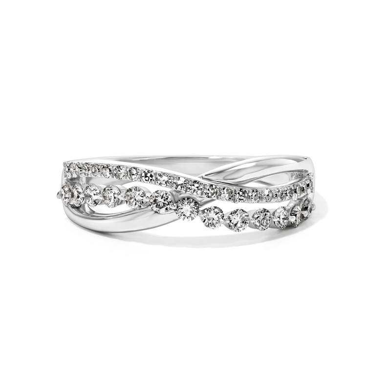 Main Image 1 of 1/2 CT. T.W. Lab-Grown Diamond Crossover Ring in Sterling Silver (F/VS2)