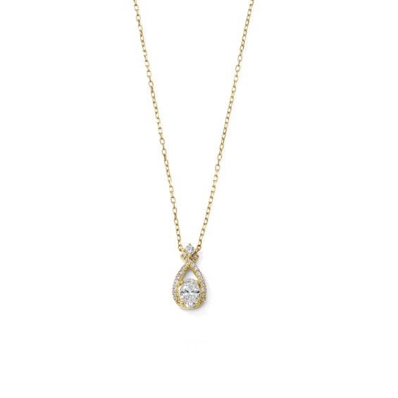 1/2 CT. T.w. Oval Lab-Grown Diamond Twist Teardrop Necklace in 10K Gold (F/Vs2) - 18"