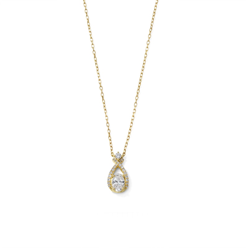 Main Image 1 of 1/2 CT. T.W. Oval Lab-Grown Diamond Twist Teardrop Necklace in 10K Gold (F/VS2) - 18"
