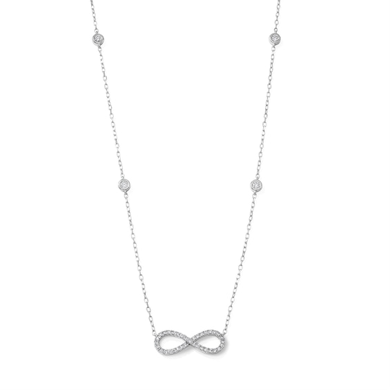 1/4 CT. T.w. Diamond Infinity Station Necklace in Sterling Silver - 18"