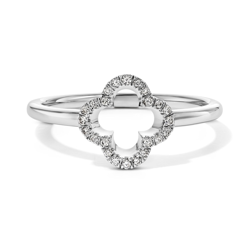 Main Image 1 of 1/10 CT. T.W. Diamond Open Clover Ring in Sterling Silver