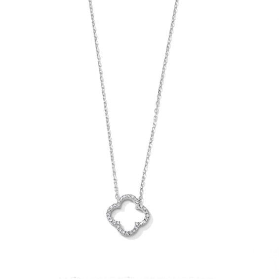 1/8 CT. T.W. Diamond Clover Necklace in Sterling Silver - 18"