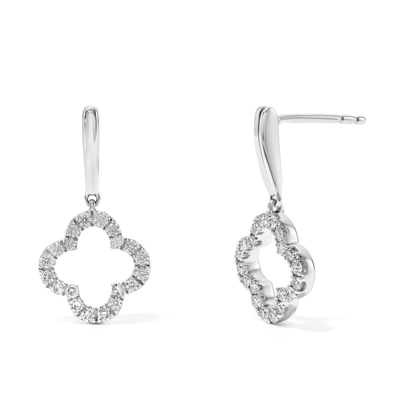 Main Image 1 of 1/4 CT. T.W. Diamond Clover Drop Earrings in Sterling Silver