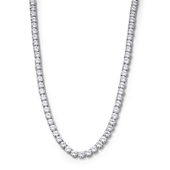 Lab-Created Sapphire Tennis Necklace in Sterling Silver - 18"