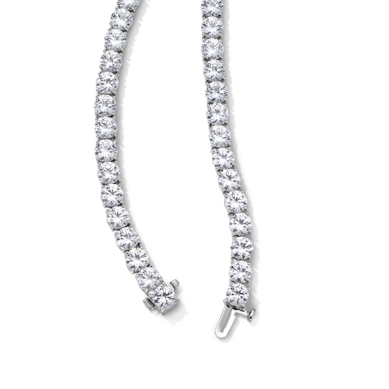 Lab-Created Sapphire Tennis Necklace in Sterling Silver - 18"