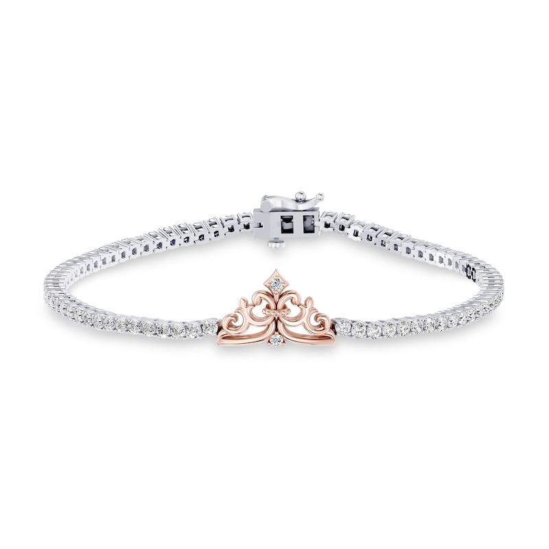 Main Image 1 of Enchanted Disney 2-1/2 CT. T.W. Lab-Grown Diamond Crown Bracelet in Sterling Silver with 14K Rose Gold Plate (F/VS2)