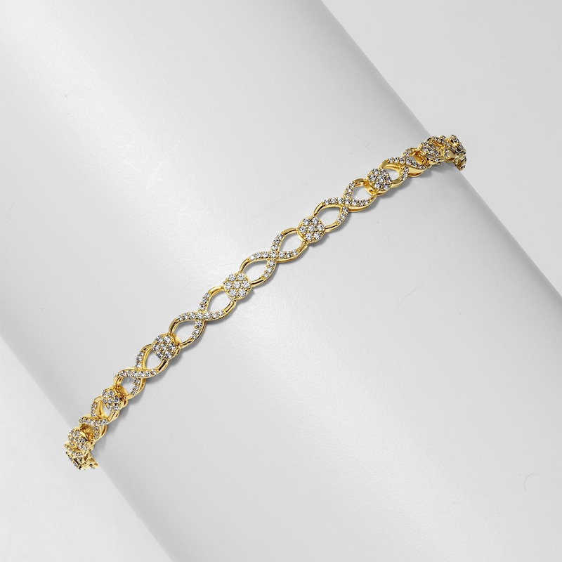 Main Image 1 of 1 CT. T.W. Multi-Diamond Infinity Bracelet in 10K Gold - 7.0"