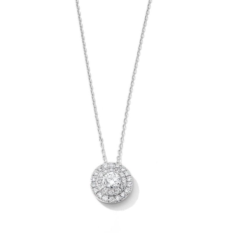 Main Image 1 of 1-1/4 CT. T.W. Lab-Grown Diamond Stepped Double Frame Necklace in Sterling Silver (F/VS2) - 18"