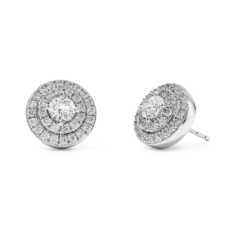 Main Image 1 of 1-1/4 CT. T.W. Lab-Grown Diamond Double Frame Stud Earrings in Sterling Silver (F/VS2)
