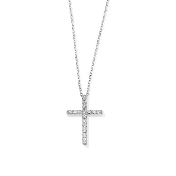 1/4 CT. T.W. Lab-Grown Diamond Cross Necklace in 10K White Gold (F/VS2) - 18"