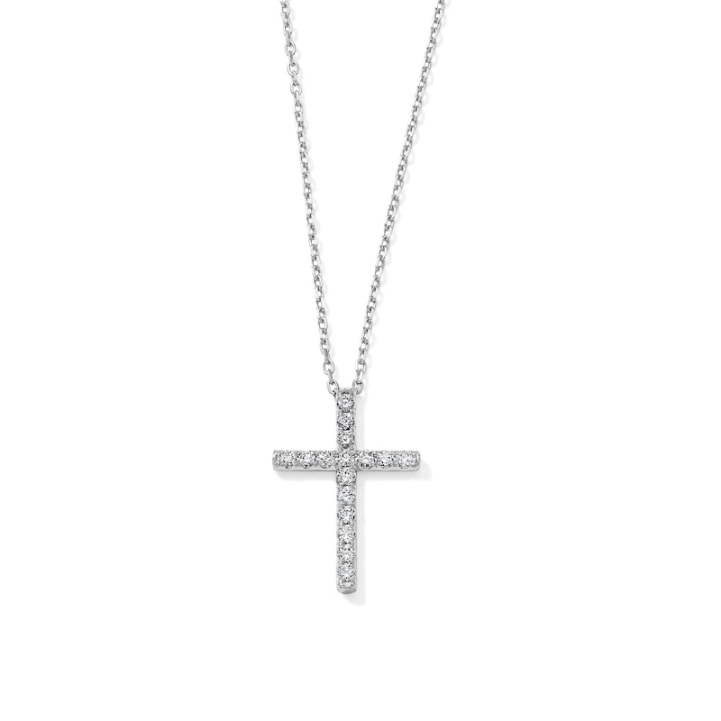 Main Image 1 of 1/4 CT. T.W. Lab-Grown Diamond Cross Necklace in 10K White Gold (F/VS2) - 18"