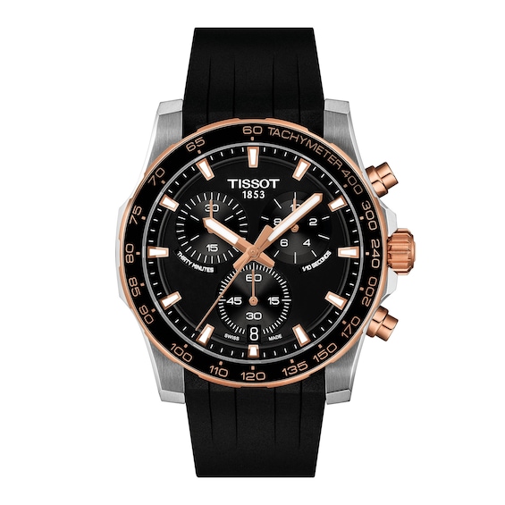 Men's Tissot Supersport Chrono Two-Tone Stainless Steel Watch with Black Rubber Strap (Model: T1254172705100)