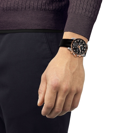 Men's Tissot Supersport Chrono Two-Tone Stainless Steel Watch with Black Rubber Strap (Model: T1254172705100)