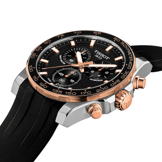 Men's Tissot Supersport Chrono Two-Tone Stainless Steel Watch with Black Rubber Strap (Model: T1254172705100)