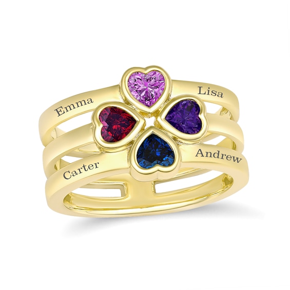 Engravable Birthstone Family Heart Ring