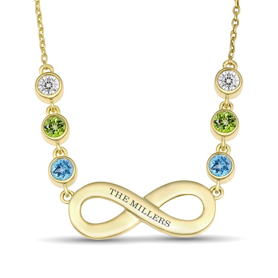 Engravable Birthstone Infinity Family Necklace