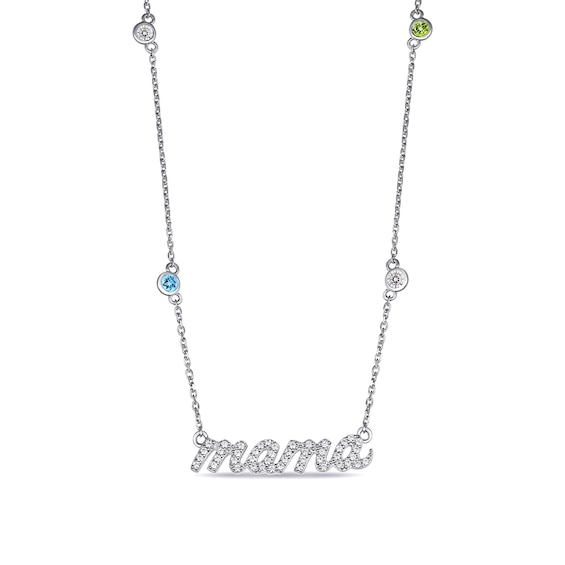 Birthstone "Mama" Necklace