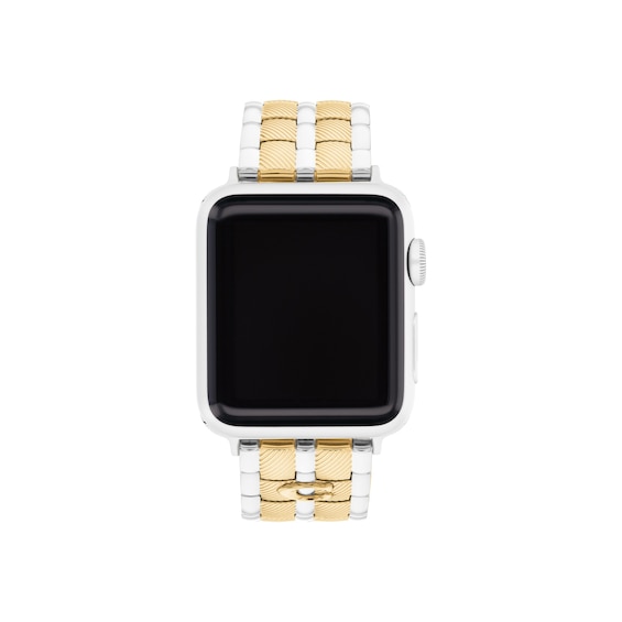 Ladies' Coach Apple Watch Straps Two-Tone Stainless Steel Interchangeable Replacement Smart Watch Band (Model: 14700345)
