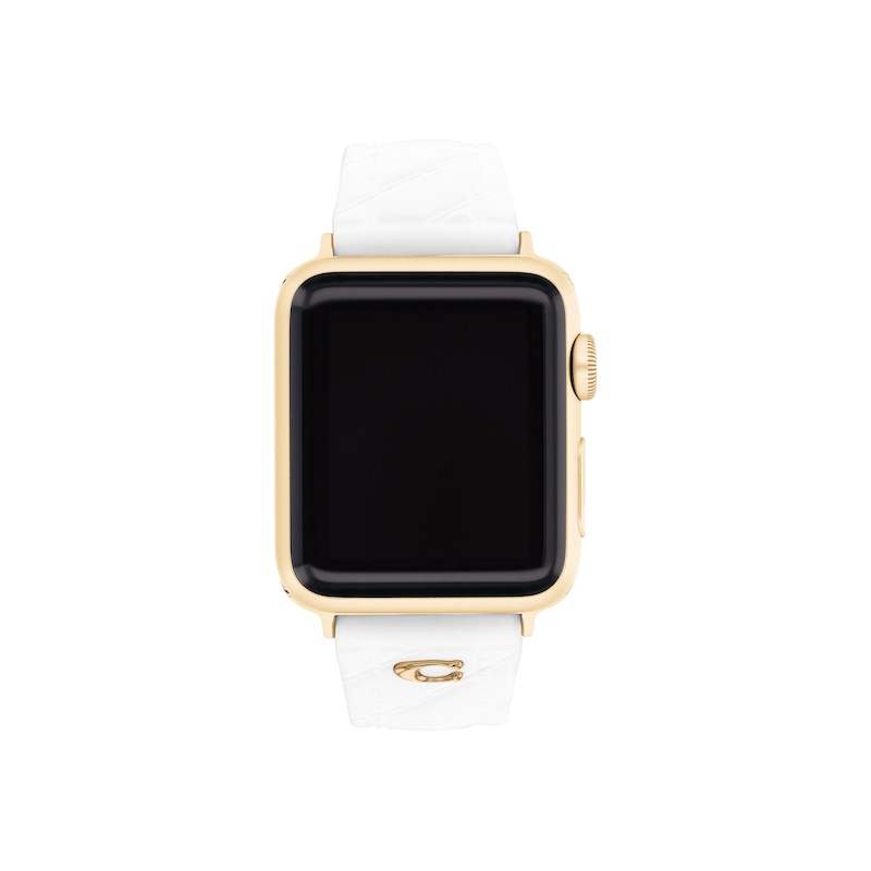 Main Image 1 of Ladies' Coach Apple Watch Straps White Silicone Interchangeable Replacement Smart Watch Band (Model: 14700338)