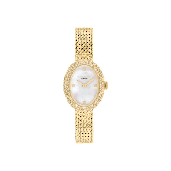 Ladies' Coach Sammy Gold-Tone Stainless Steel Watch with Crystal Bezel (Model: 14504690)