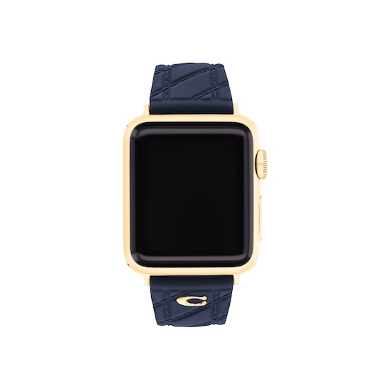Ladies' Coach Apple Watch Straps Navy Silicone Interchangeable Replacement Smart Watch Band (Model: 14700339)