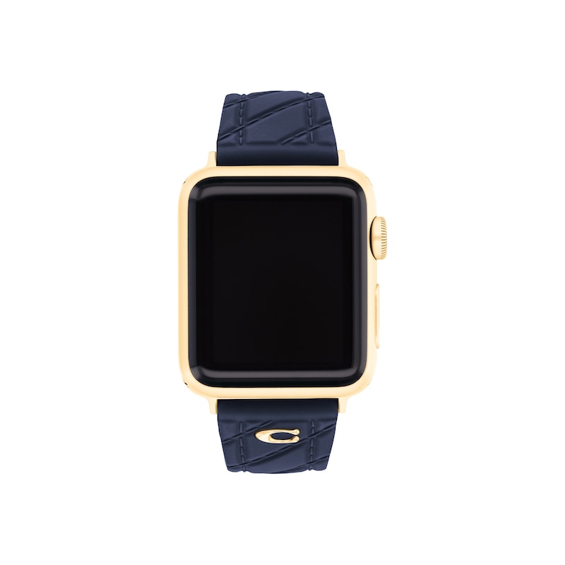 Main Image 1 of Ladies' Coach Apple Watch Straps Navy Silicone Interchangeable Replacement Smart Watch Band (Model: 14700339)