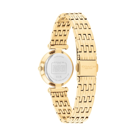Ladies' Coach Cary Gold-Tone Stainless Steel Watch with Crystal Bezel (Model: 14504704)