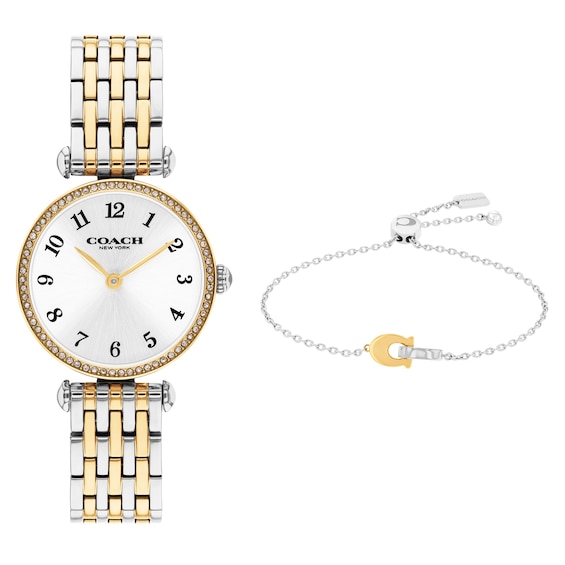 Ladies' Coach Cary Two-Tone Stainless Steel Watch with Crystal Bezel Set (Model: 14000140)
