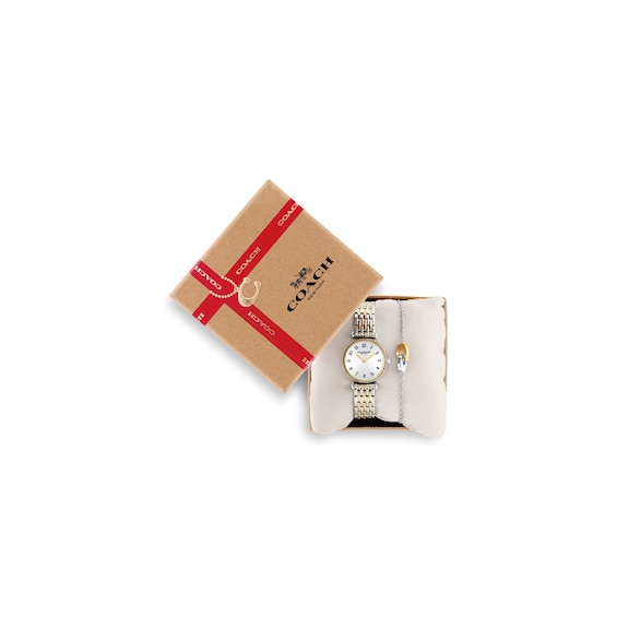 Ladies' Coach Cary Two-Tone Stainless Steel Watch with Crystal Bezel Set (Model: 14000140)
