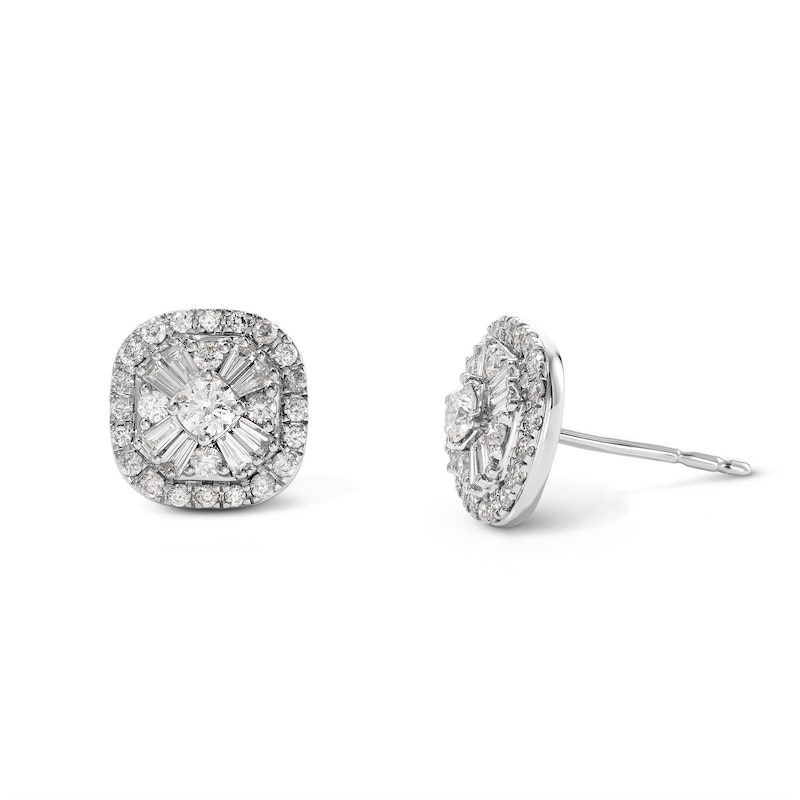 Main Image 1 of 1/2 CT. T.W. Diamond Composite Frame Stud Earrings in Sterling Silver