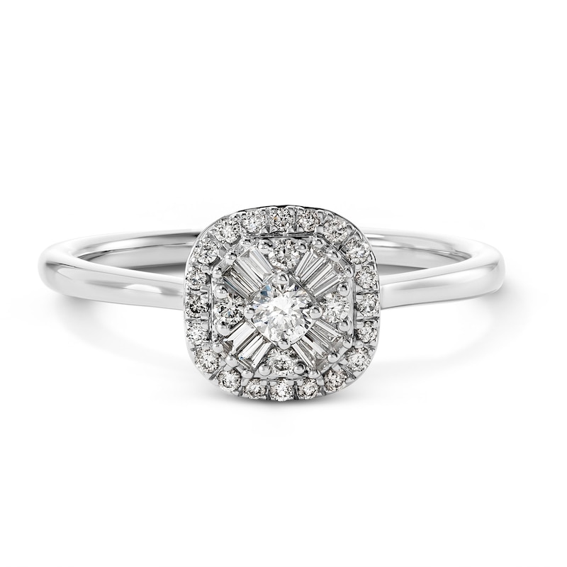 Main Image 1 of 1/4 CT. T.W. Diamond Composite Cushion Frame Ring in Sterling Silver