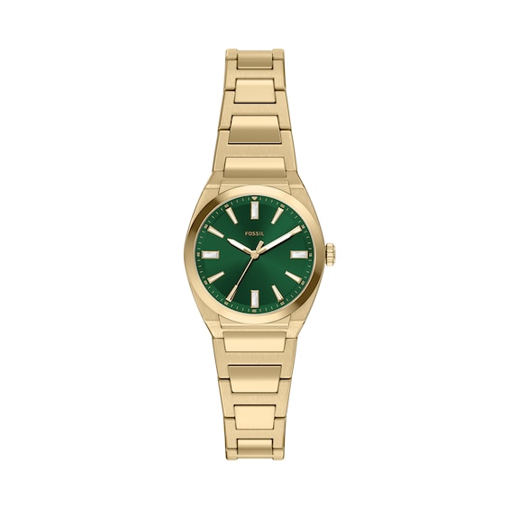 Ladies' Fossil Everett Gold-Tone Stainless Steel Watch with Cubic Zirconia (Model: ES5493)