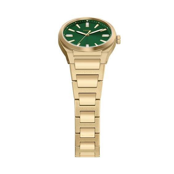Ladies' Fossil Everett Gold-Tone Stainless Steel Watch with Cubic Zirconia (Model: Es5493)