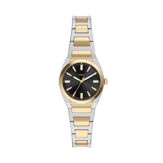 Ladies' Fossil Everett Two-Tone Stainless Steel Watch with Cubic Zirconia Accents (Model: ES5495)