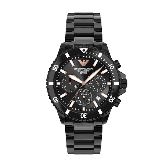 Men's Emporio Armani Ceramica Black Ceramic Chronograph Watch (Model: Ar70022)