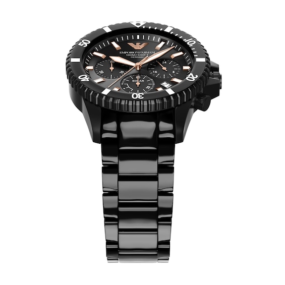 Men's Emporio Armani Ceramica Black Ceramic Chronograph Watch (Model: Ar70022)