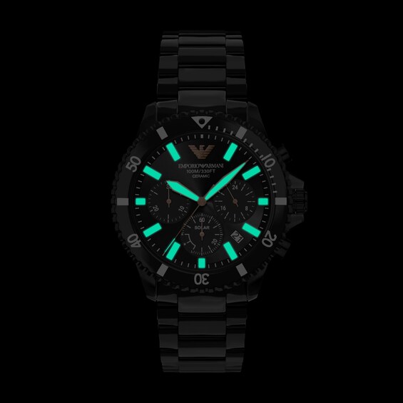 Men's Emporio Armani Ceramica Black Ceramic Chronograph Watch (Model: Ar70022)