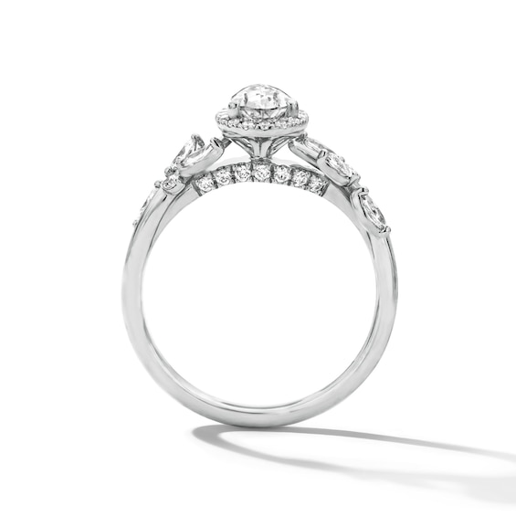 7/8 CT. T.w. Pear-Shaped Certified Lab-Grown Diamond Frame Engagement Ring in 10K White Gold (F/Vs2)