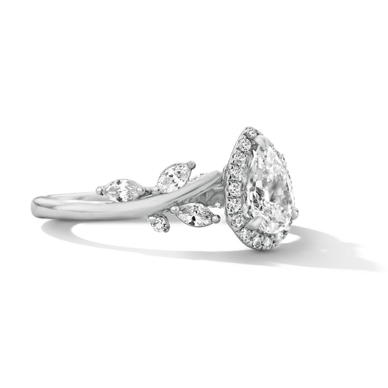 7/8 CT. T.w. Pear-Shaped Certified Lab-Grown Diamond Frame Engagement Ring in 10K White Gold (F/Vs2)