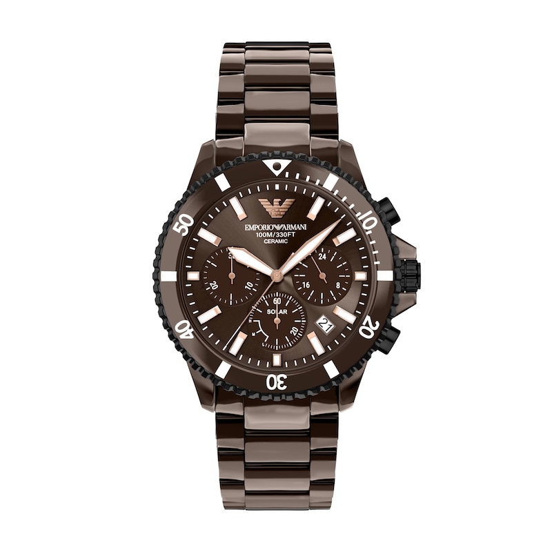 Main Image 1 of Men's Emporio Armani World Explorer Brown Ceramic Chronograph Watch (Model: AR70025)