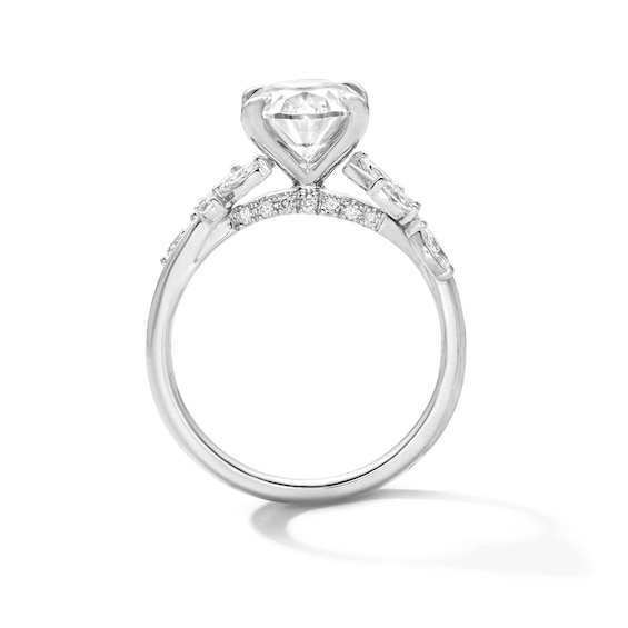 3 3/8 CT. T.w. Oval Certified Lab-Grown Diamond Floral Engagement Ring in 14K White Gold (F/Vs2)