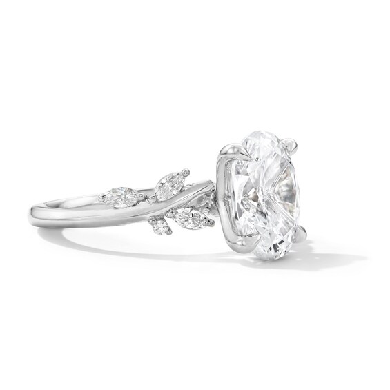 3 3/8 CT. T.w. Oval Certified Lab-Grown Diamond Floral Engagement Ring in 14K White Gold (F/Vs2)