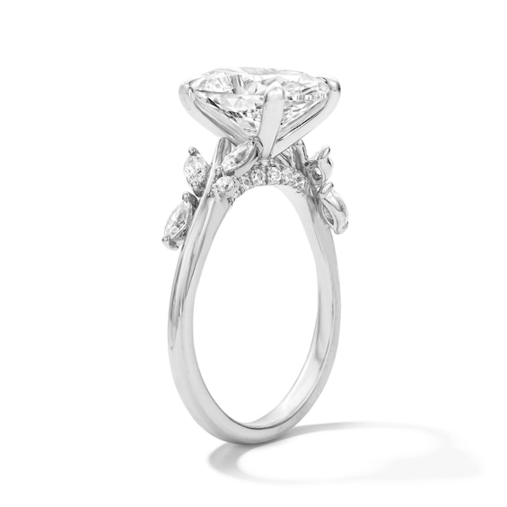 3 3/8 CT. T.w. Oval Certified Lab-Grown Diamond Floral Engagement Ring in 14K White Gold (F/Vs2)