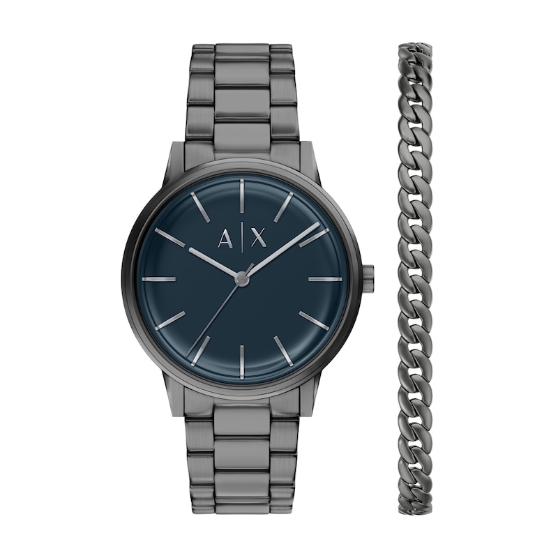 Main Image 1 of Men's Armani Exchange Gunmetal Gray IP Stainless Steel Watch Gift Set (Model: AX7183SET)