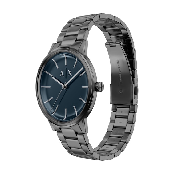 Men's Armani Exchange Gunmetal Gray IP Stainless Steel Watch Gift Set (Model: Ax7183Set)