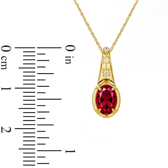 Oval Lab-Created Ruby and Lab-Created Sapphire Star Necklace in Sterling Silver with 14K Gold Plate - 18"