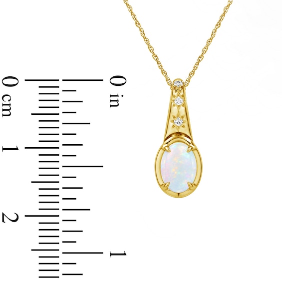 Oval Lab-Created Opal and Lab-Created Sapphire Star Necklace in Sterling Silver with 14K Gold Plate - 18"