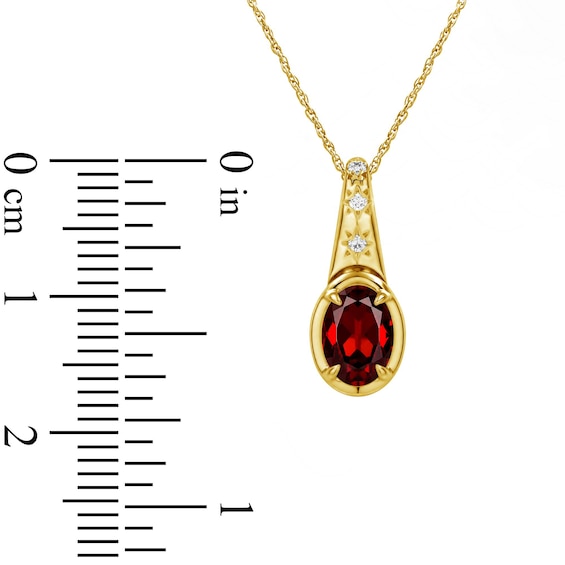 Oval Garnet and Lab-Created Sapphire Star Necklace in Sterling Silver with 14K Gold Plate - 18"