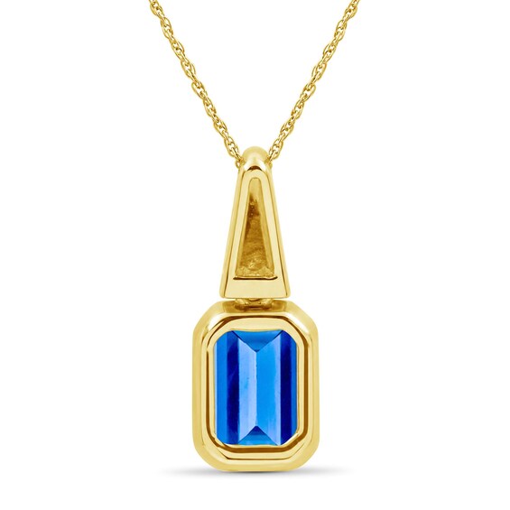 Emerald-Cut Blue and White Lab-Created Sapphire Star Necklace in Sterling Silver with 14K Gold Plate - 18"